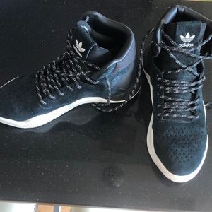 Women’s adidas black suede high top sneakers